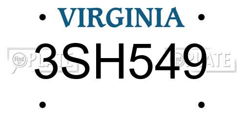 3SH549 Virginia License Plate