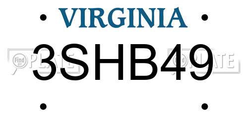 3SHB49 Virginia License Plate