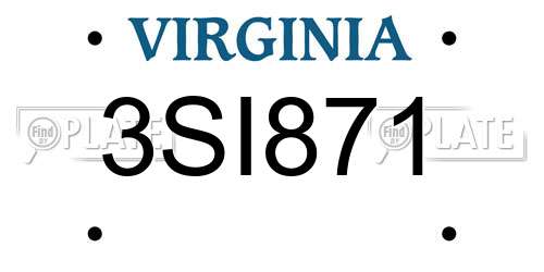 3SI871 Virginia License Plate