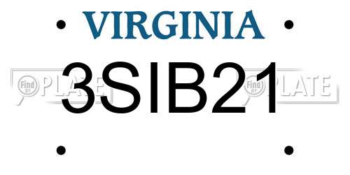3SIB21 Virginia License Plate