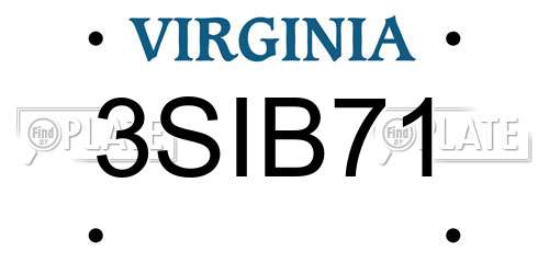 3SIB71 Virginia License Plate