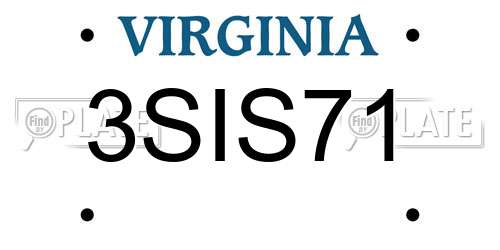 3SIS71 Virginia License Plate