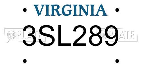 3SL289 Virginia License Plate