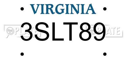 3SLT89 Virginia License Plate