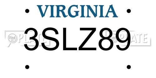3SLZ89 Virginia License Plate