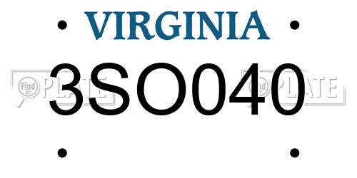 3SO040 Virginia License Plate