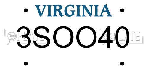 3SOO40 Virginia License Plate