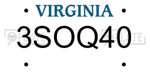 3SOQ40 Virginia License Plate