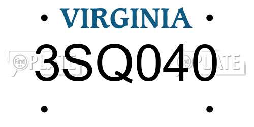 3SQ040 Virginia License Plate