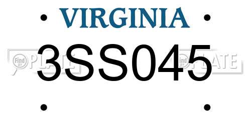 3SS045 Virginia License Plate