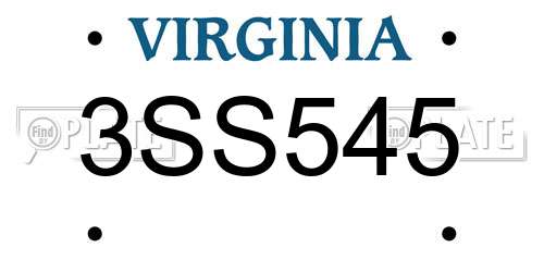 3SS545 Virginia License Plate