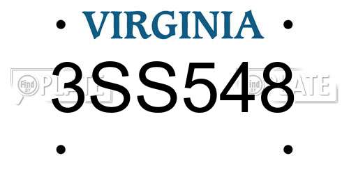 3SS548 Virginia License Plate