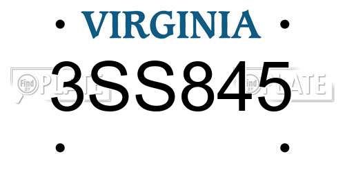 3SS845 Virginia License Plate