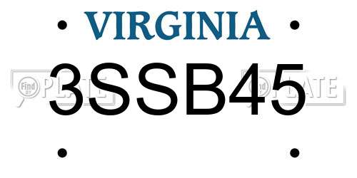 3SSB45 Virginia License Plate