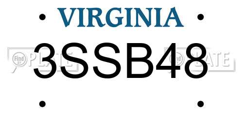3SSB48 Virginia License Plate
