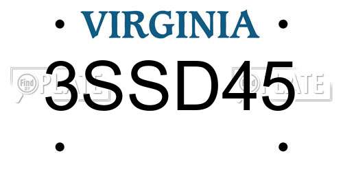 3SSD45 Virginia License Plate