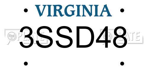 3SSD48 Virginia License Plate