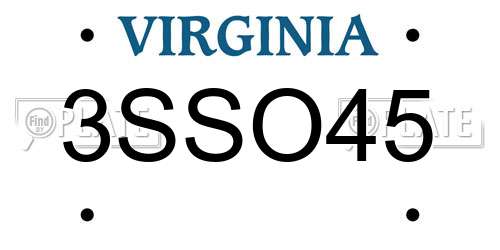 3SSO45 Virginia License Plate