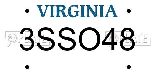 3SSO48 Virginia License Plate