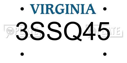 3SSQ45 Virginia License Plate