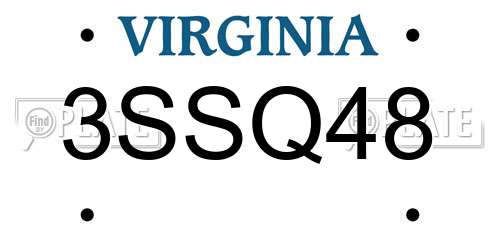 3SSQ48 Virginia License Plate