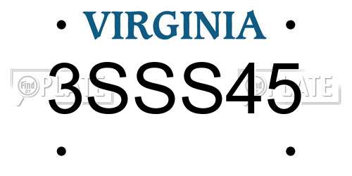 3SSS45 Virginia License Plate