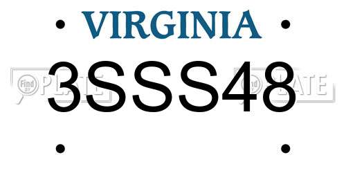 3SSS48 Virginia License Plate