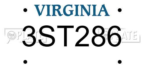 3ST286 Virginia License Plate