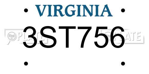 3ST756 Virginia License Plate