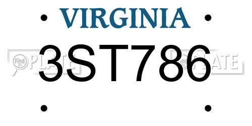 3ST786 Virginia License Plate