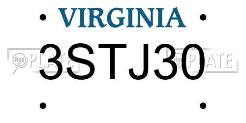 3STJ30 Virginia License Plate