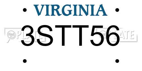 3STT56 Virginia License Plate