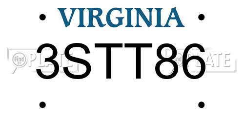 3STT86 Virginia License Plate
