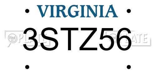 3STZ56 Virginia License Plate