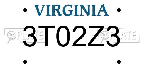 3T02Z3 Virginia License Plate