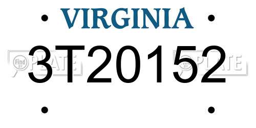 3T20152 Virginia License Plate