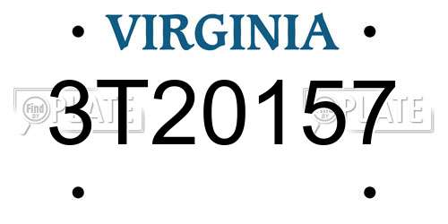 3T20157 Virginia License Plate