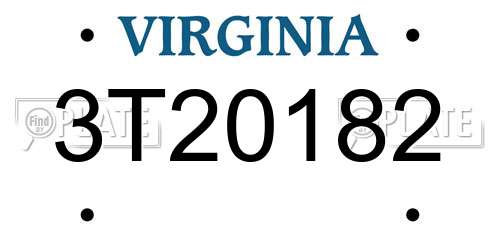 3T20182 Virginia License Plate