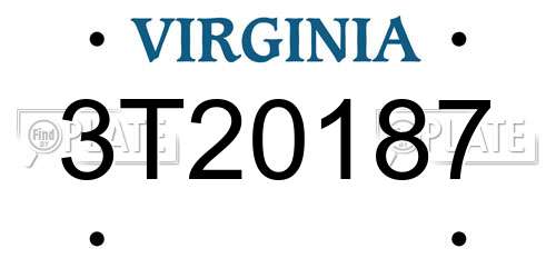 3T20187 Virginia License Plate