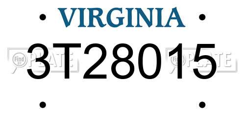 3T28015 Virginia License Plate
