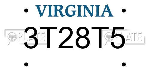 3T28T5 Virginia License Plate