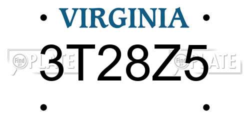 3T28Z5 Virginia License Plate