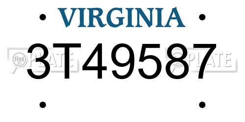 3T49587 Virginia License Plate