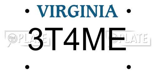 3T4ME Virginia License Plate