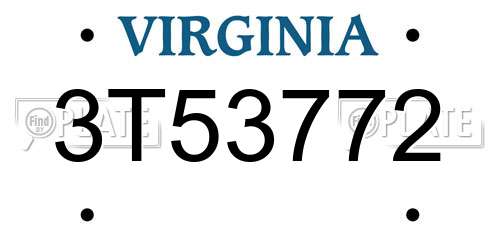 3T53772 Virginia License Plate