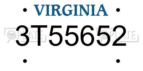 3T55652 Virginia License Plate