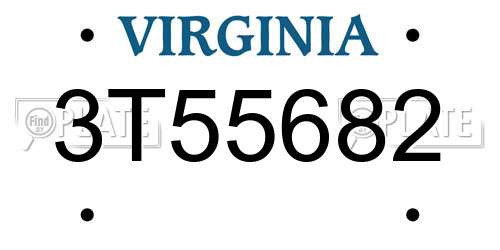 3T55682 Virginia License Plate