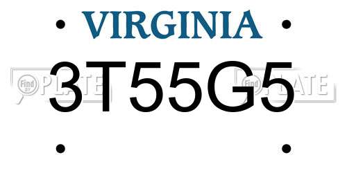 3T55G5 Virginia License Plate