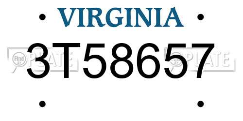 3T58657 Virginia License Plate