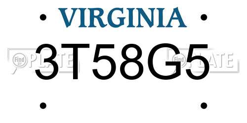 3T58G5 Virginia License Plate